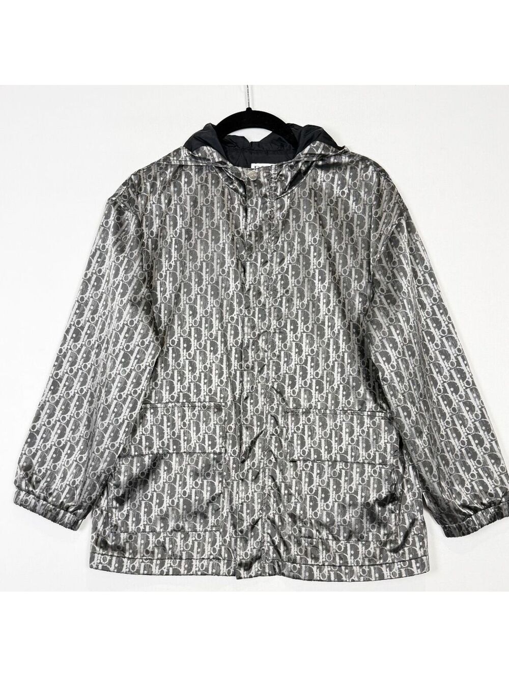 Christian Dior Monogram Hooded Rain Jacket Gray Kids Size 10 / Women's XXS